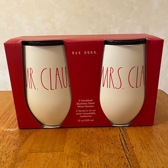 Rae Dunn Other - Rae Dunn MR CLAUS MRS CLAUS Insulated Wine Glasses